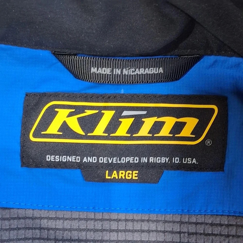 Klim Alloy Jacket Mens Large Gray Blue Softshell Full Zip Moto Riding Colorblock